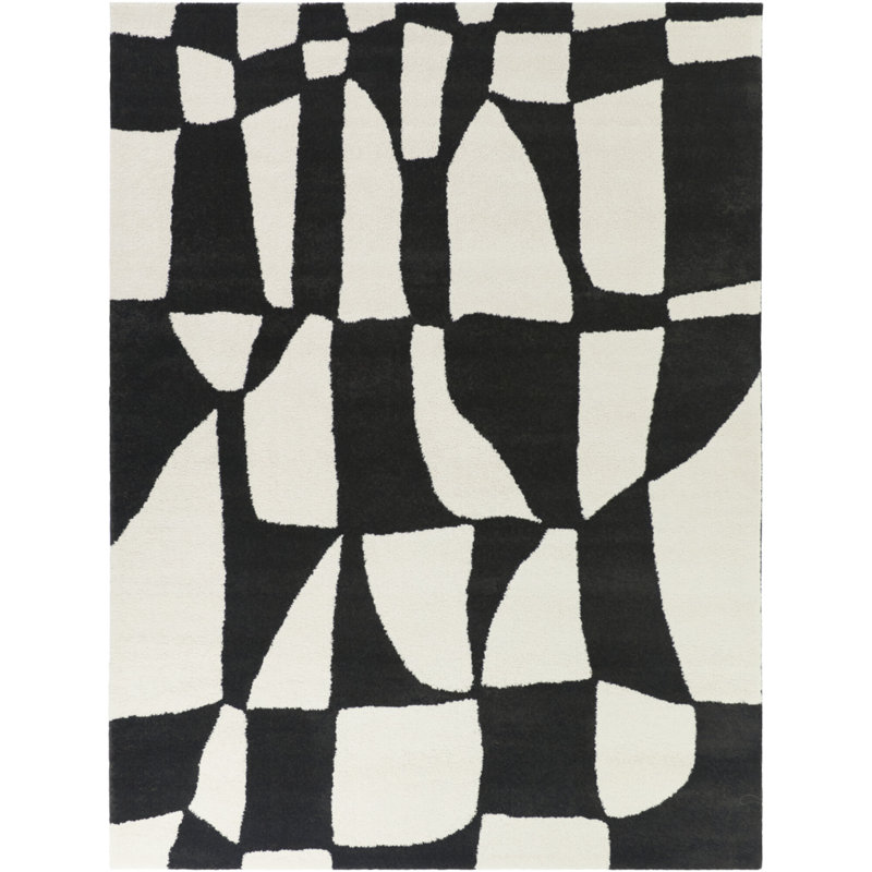 Carr Charcoal/Cream Organic Modern Area Rug, Rectangle 5'3" x 7'