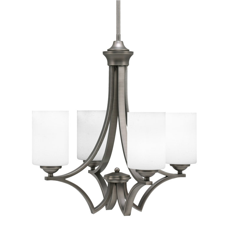 Lustre suspendu 4 lumières Zilo avec verre mousseline blanc 4 po Zilo, Graphite