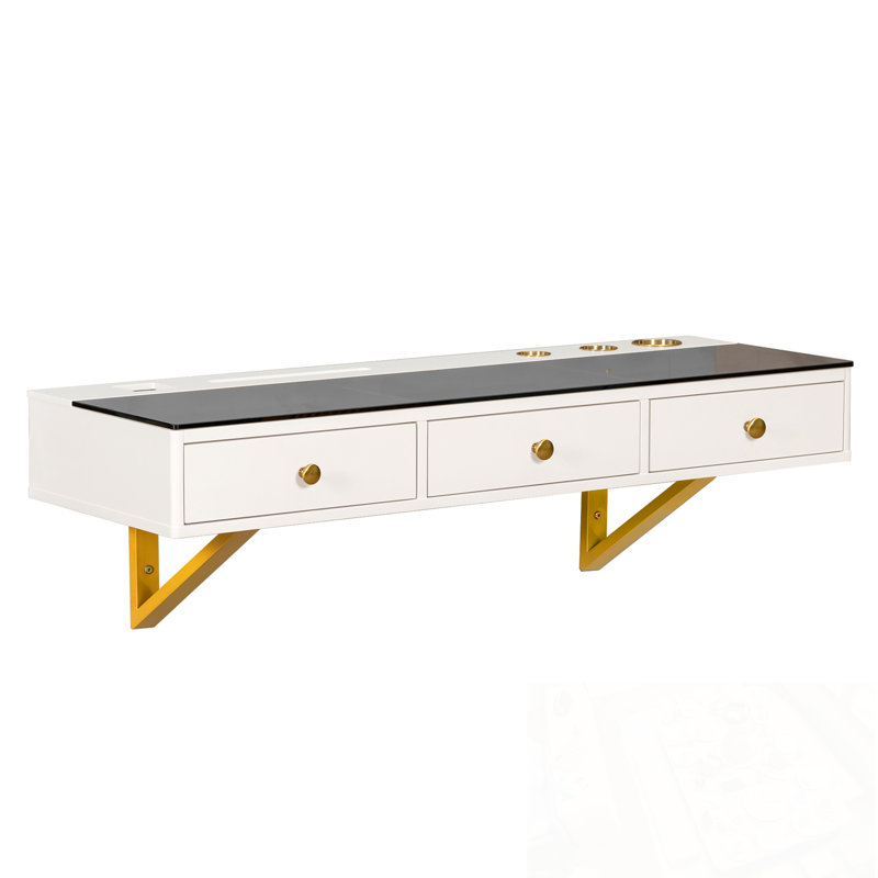 Table de coiffeuse murale à 3 tiroirs, Blanc