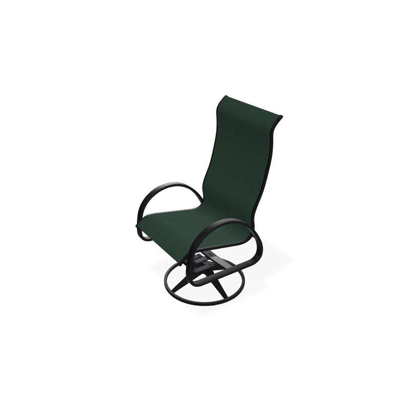 Fauteuil de patio pivotant Hiraku, Vert forêt 22D Sunbrella® vert, Noir texturé