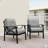 Set Of 2  All-Weather Metal Armchairs, Black Frame With Gray Cushions-182209575-182209574