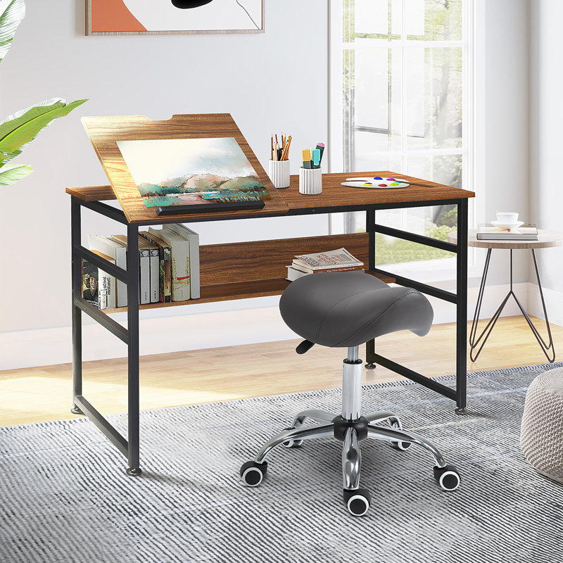 Gallardo Adjustable Height Lab Stool with Wheels, Grey