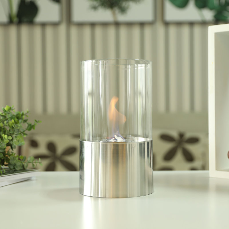 Bio-Ethanol Outdoor Tabletop Fireplace with Flame Guard, 28.5cm H x 16.5cm W x 16.5cm D