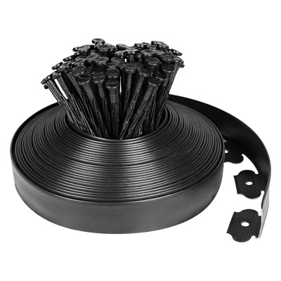 Ensemble de bordure de jardin en plastique non creusant 32,8 pi avec bordure de jardin en plastique avec 30 pointes de 2 po pour les plates-bandes