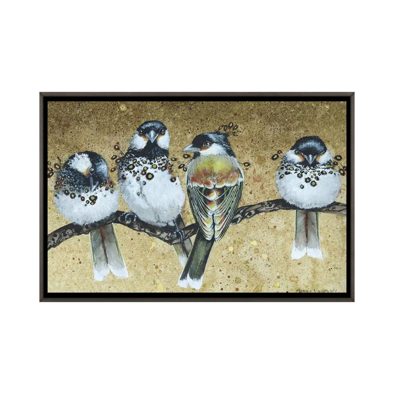 Reproduction d’art, "The Quirk" par Maggie vandewalle, H 26 po x l 40 po x 1,5 po, Toile encadrée de bois rustique foncé
