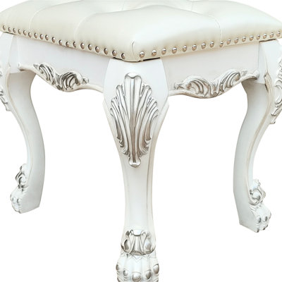 Fauteuil de coiffeuse blanc Ii - capacité de poids de 220 lb, largeur de siège de 21 po, profondeur de 17 po, siège rembourré de tabouret confortable avec siège en H de H 20 po