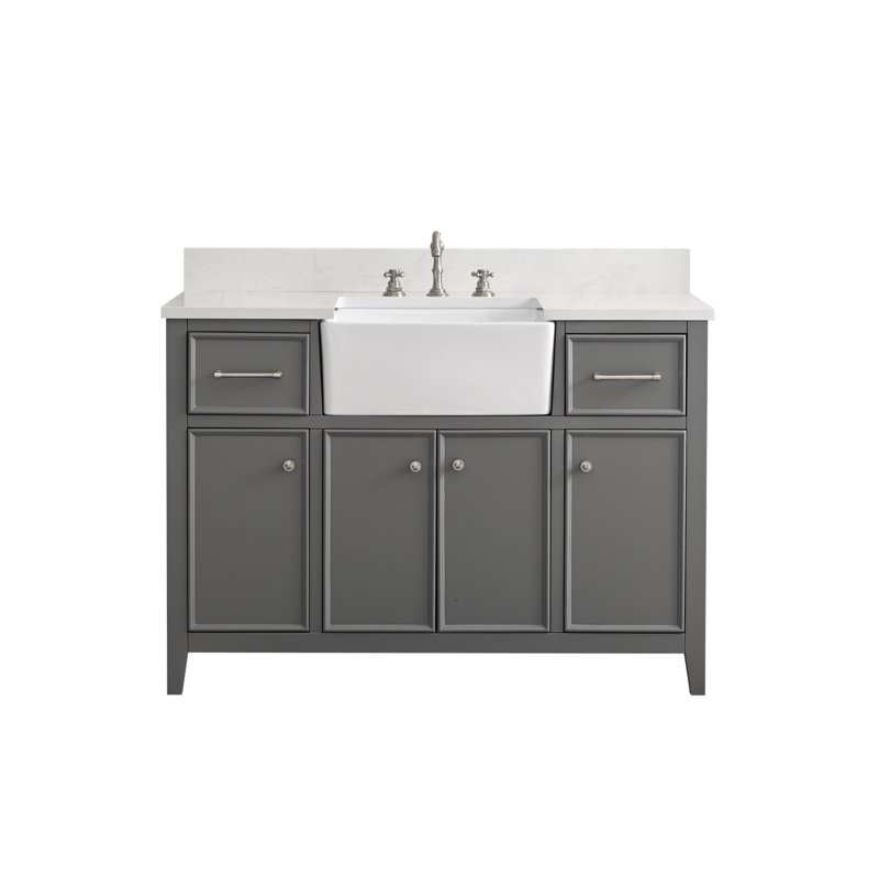 Meuble-lavabo simple 48 po Aisa, Gris / Nickel brossé