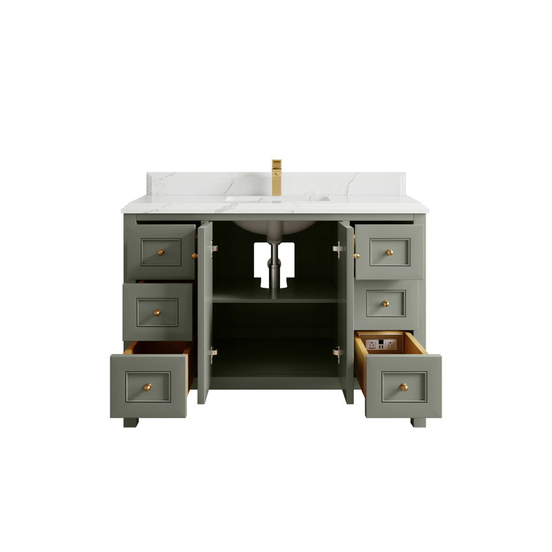 Nashville X P 22 po Meuble-lavabo simple en D, 1,5 PO – quartz Calacatta Laza