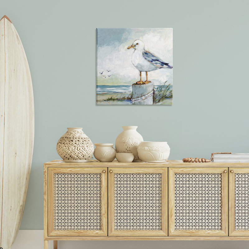 "Seagull Marine Beach Scene", art mural par Susan Winget, H 30 po x l 30 po