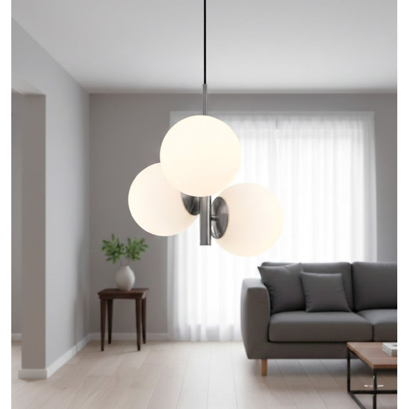 3 - Light Sputnik Pendant, Brushed Steel
