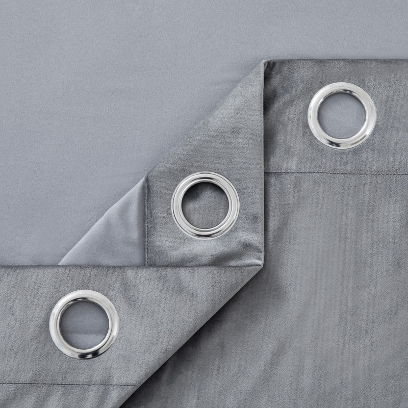Stockholm Heavy Crushed Velvet Eyelet Sheer Curtains, Grey, Width 168 x Drop 183 cm