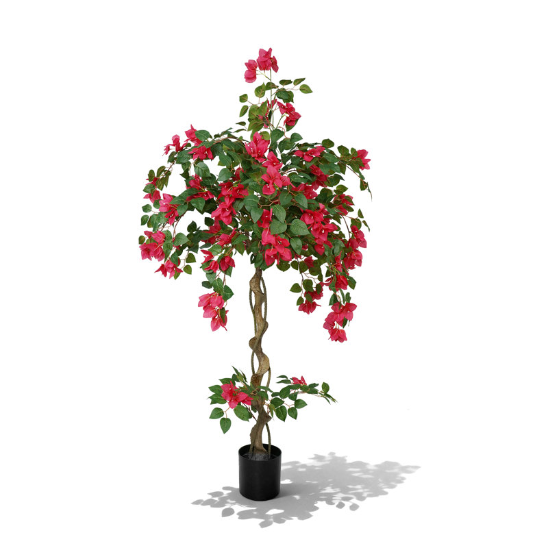 Artificial Bougainvillea Tree in Pot, Faux Flowering Plant Indoor Outdoor, 160cm