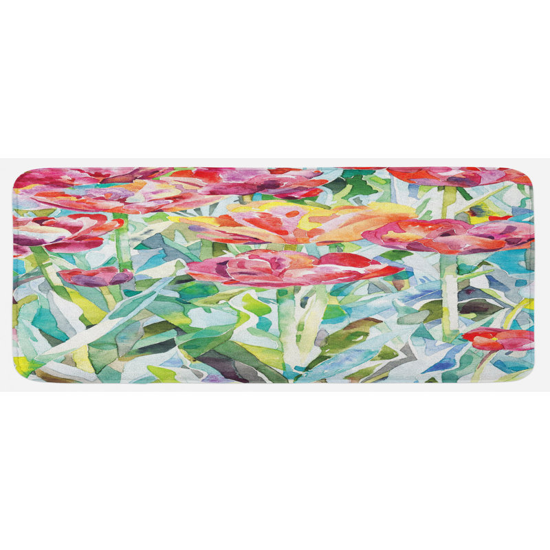Tapis de cuisine à fleur aquarelle