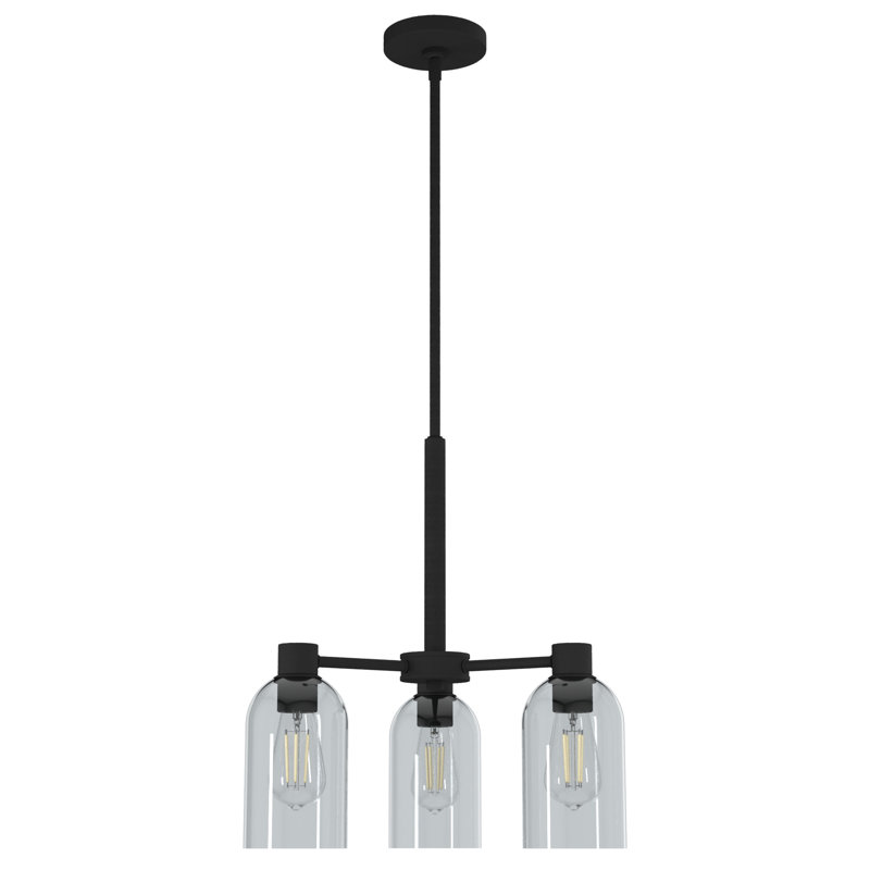 Hunter Lochemeade Brushed Nickel 3 Light Chandelier Ceiling Light Fixture, Natural Iron, Smoked