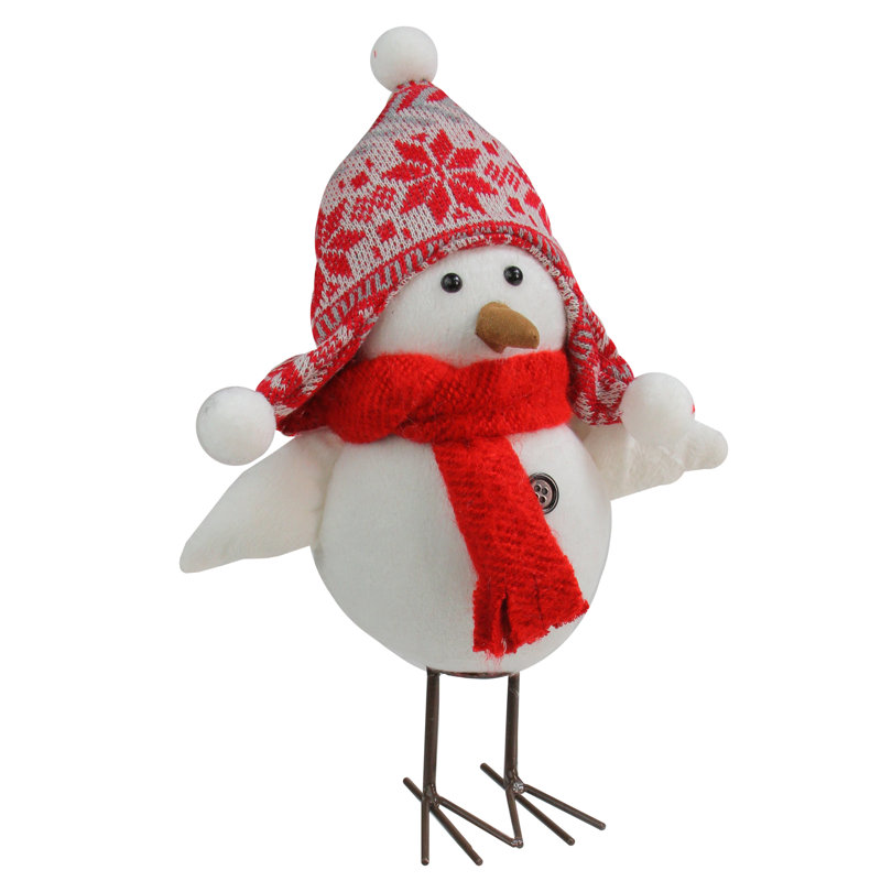 Décoration de Noël 12 po blanc d'hiver avec chapeau nordique et écharpe