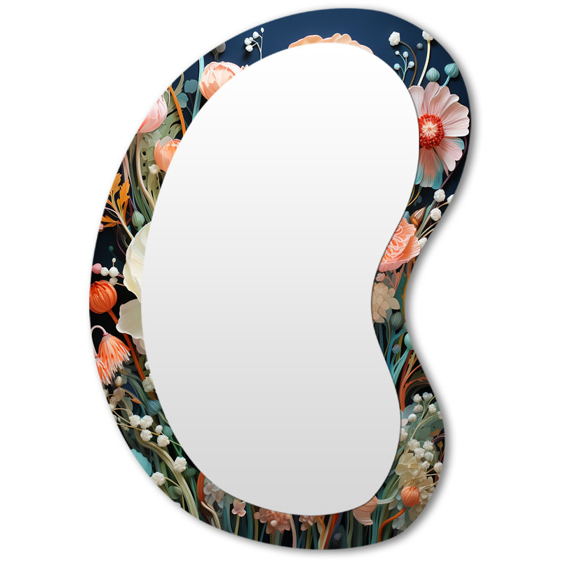 Miroir mural asymétrique traditionnel Blossoming, 31 po x 22 po
