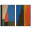 Art mural abstrait, ensemble de 2 reproductions d'art encadrées sur toile-118759301-118759303