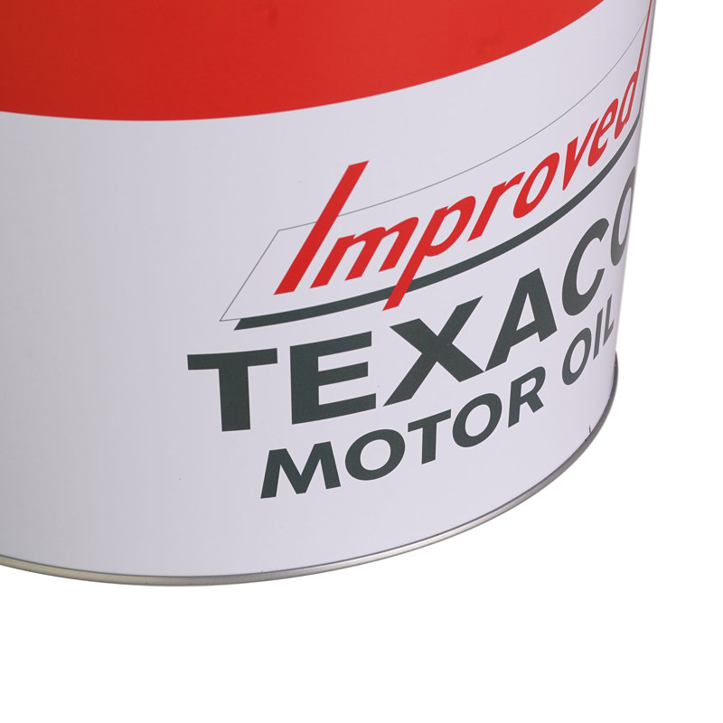 Texaco Red and White Metal Trash Bin - 2.25 Gallons