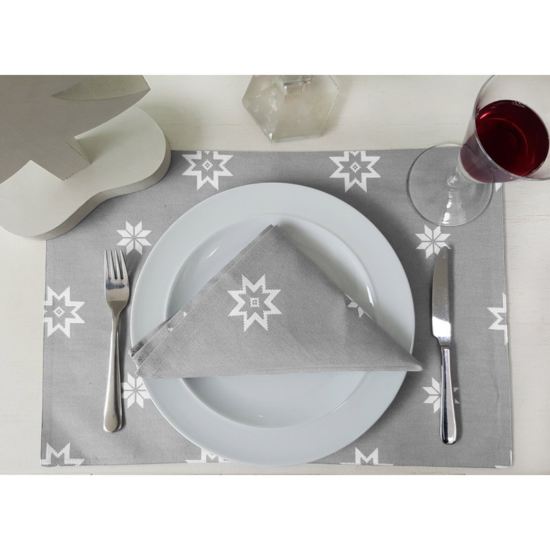 Camellia 100% Cotton Geometric Square Napkin, Silver/Grey