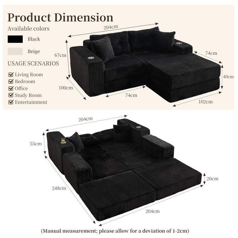 3 Seater Velvet Sofa, Black