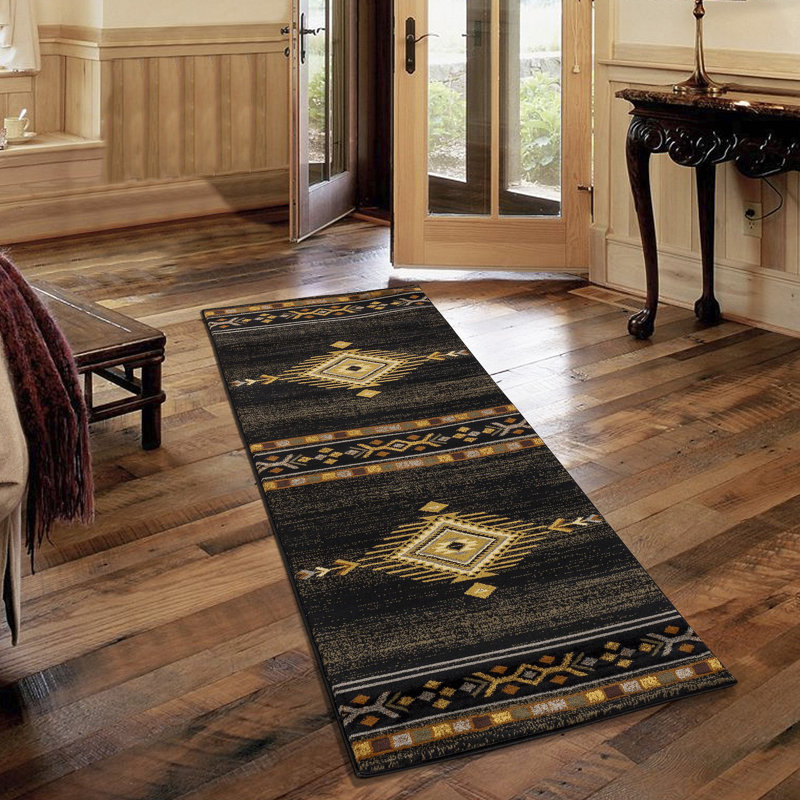 Tapis Southwest, Rectangulaire 7 pi 10 po x 10 pi 3 po, Noir