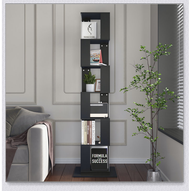 Étagère rotative, étagère au sol, bibliothèque simple avec plaque acrylique, multifonction pour étudiants, Noir