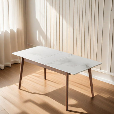 Modern Rock Slab Solid Wood Extendable Dining Table