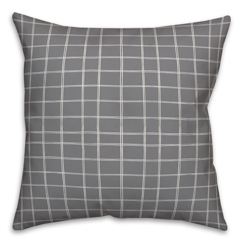  Coussin Drawn, Gris / Blanc, 20 po x 20 po