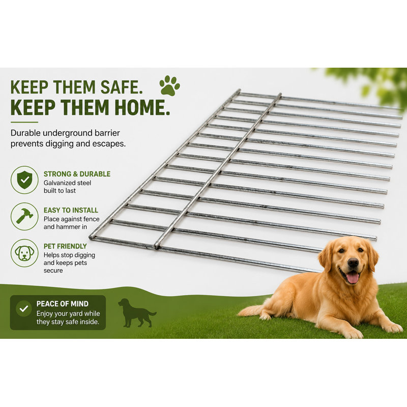 Panneaux de barrière pour animaux de compagnie No-Dig | Barrière pour creuser le sol en métal robuste 24 po x 15 po | Paquet de 15 | Prévention de fuite dans les cours, les jardins et les clôtures