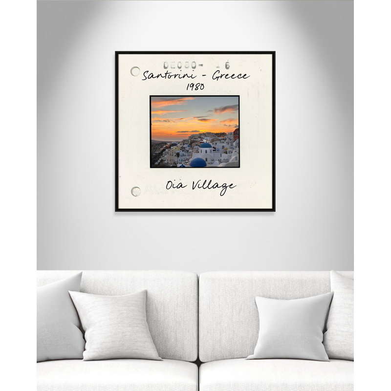 Santorin, Grèce - reproduction du village d'Oia par Susan Jill, Espresso Floater Framed Canvas, 31.5" H x 31.5" W x 2" D