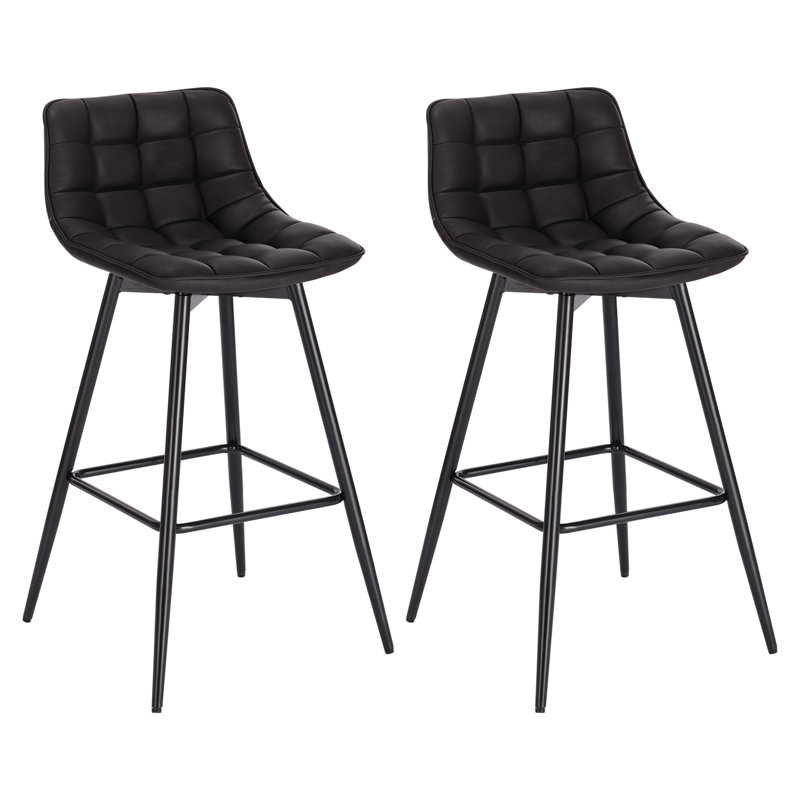 Upholstered Counter Stool with Metal Frame, Anthracite