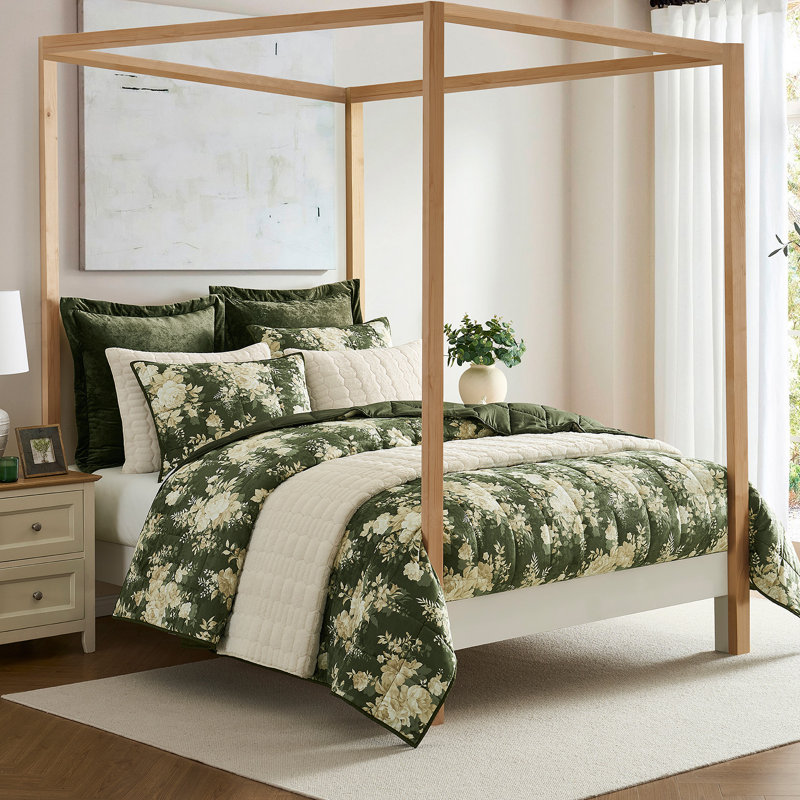 Ensemble de courtepointe à motif floral en velours 3 pièces Wonderful Luxurious