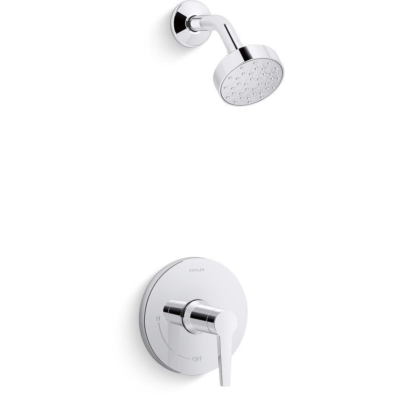 Kohler Pitch Rite-Temp Shower Trim Kit With 1.75 GPM Water-Saving Single-Function Showerhead, Single Spray Setting