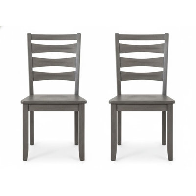 Rhaine Gray Wood Side Chair Set Of 2 With Contoured Slat Back Design