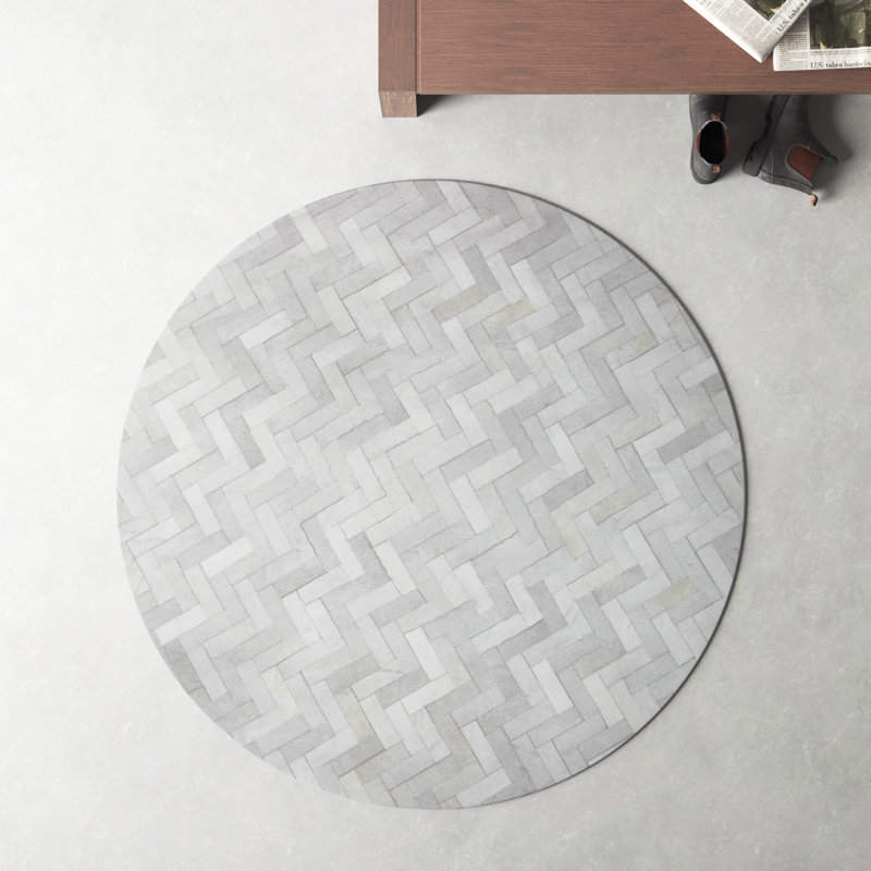 Marsha Striped Handmade Flatweave Cream Area Rug, Round 6'