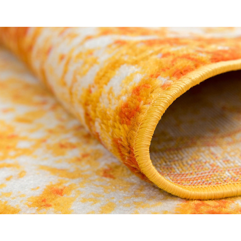 Sandrine Ikat Area Rug in Orange, Runner 2' x 9'10"