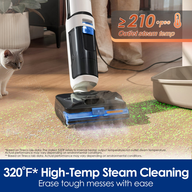 Aspirateur-balai 3 en 1 Tineco avec fonction vapeur, FLOOR ONE S6 Stretch Steam, Tineco BoostSteam, nettoyage vapeur haute température (320 °F), conception anti-nœuds, ouverture à plat à 180 °, autonettoyage en une seule touche