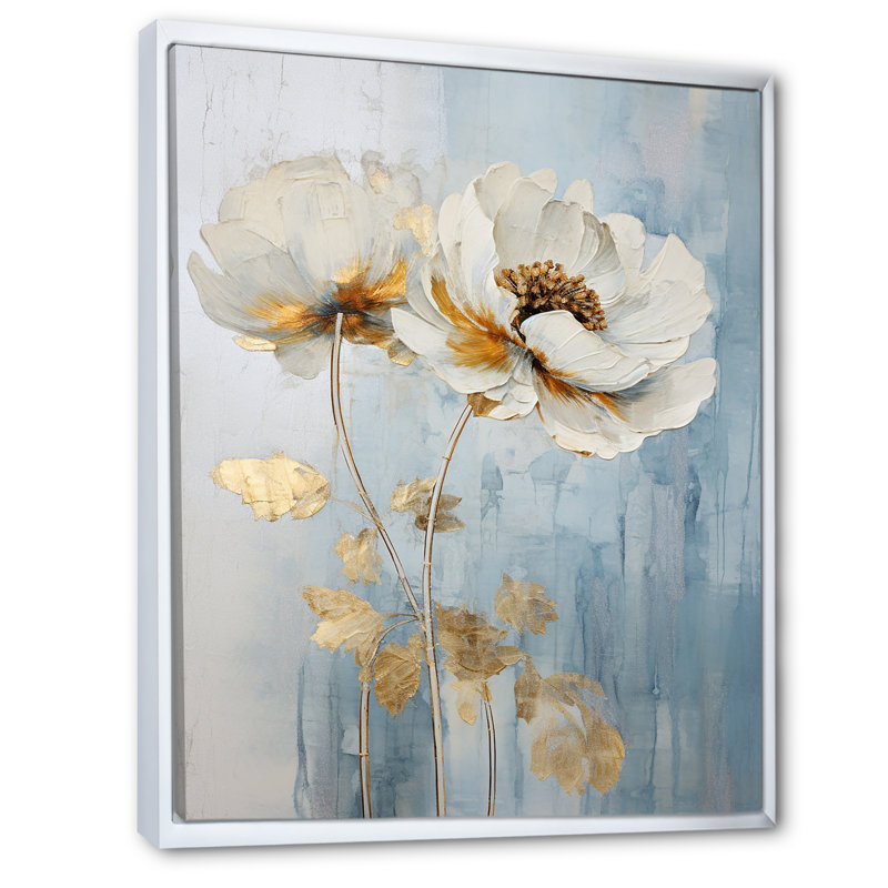 " Ranunculus Radiance Treasure IV ", 20" H x 12" W x 1" D, White Floater Frame