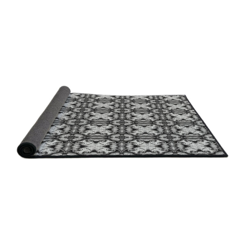 Tapis noir/blanc cassé à motifs, Rond 5 pi