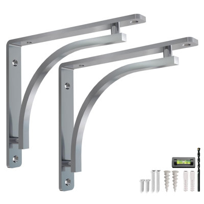 Ensemble de support à tablette Classic par Balin Designs (Chrome) pour tablettes de cheminée de 12 à 14 pouces - Supports en L robustes - Supports décoratifs en métal robustes - Installation facile avec la quincaillerie incluse - Ensemble de 2