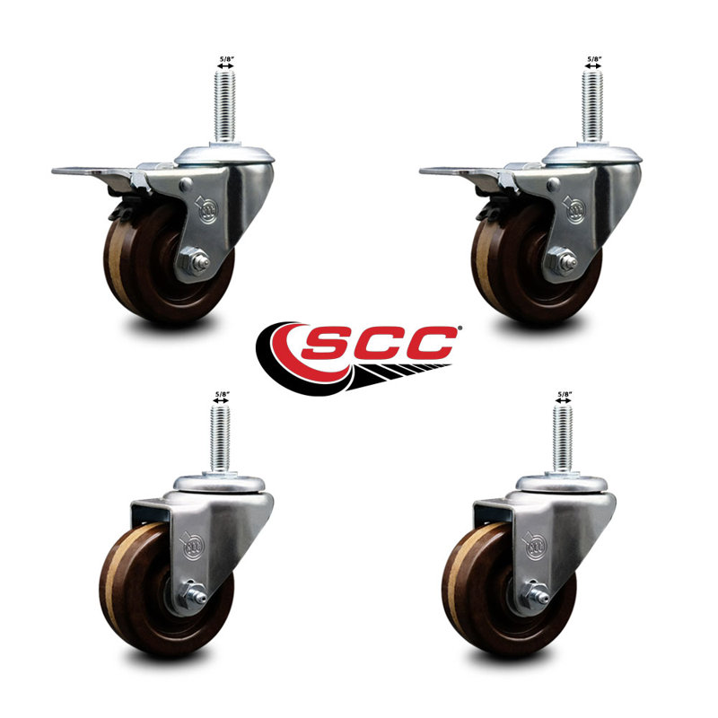 Temp Phenolic 5/8 Inch Stem Caster with Total Lock Brake SCC