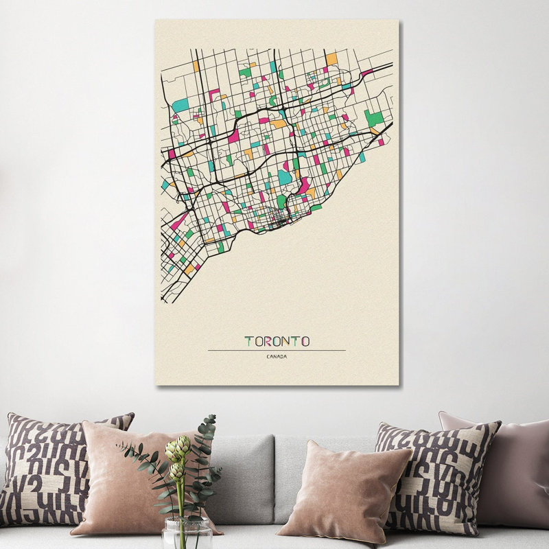 Toronto, Canada, carte par - Giclée sur toile tendue avec châssis, H 60 po x l 40po x P 1,5 po