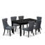 Ensemble de salle à manger 7 pièces comprenant une table de salle à manger et 6 chaises Parson rembourrées en polyester, noir-1449883322