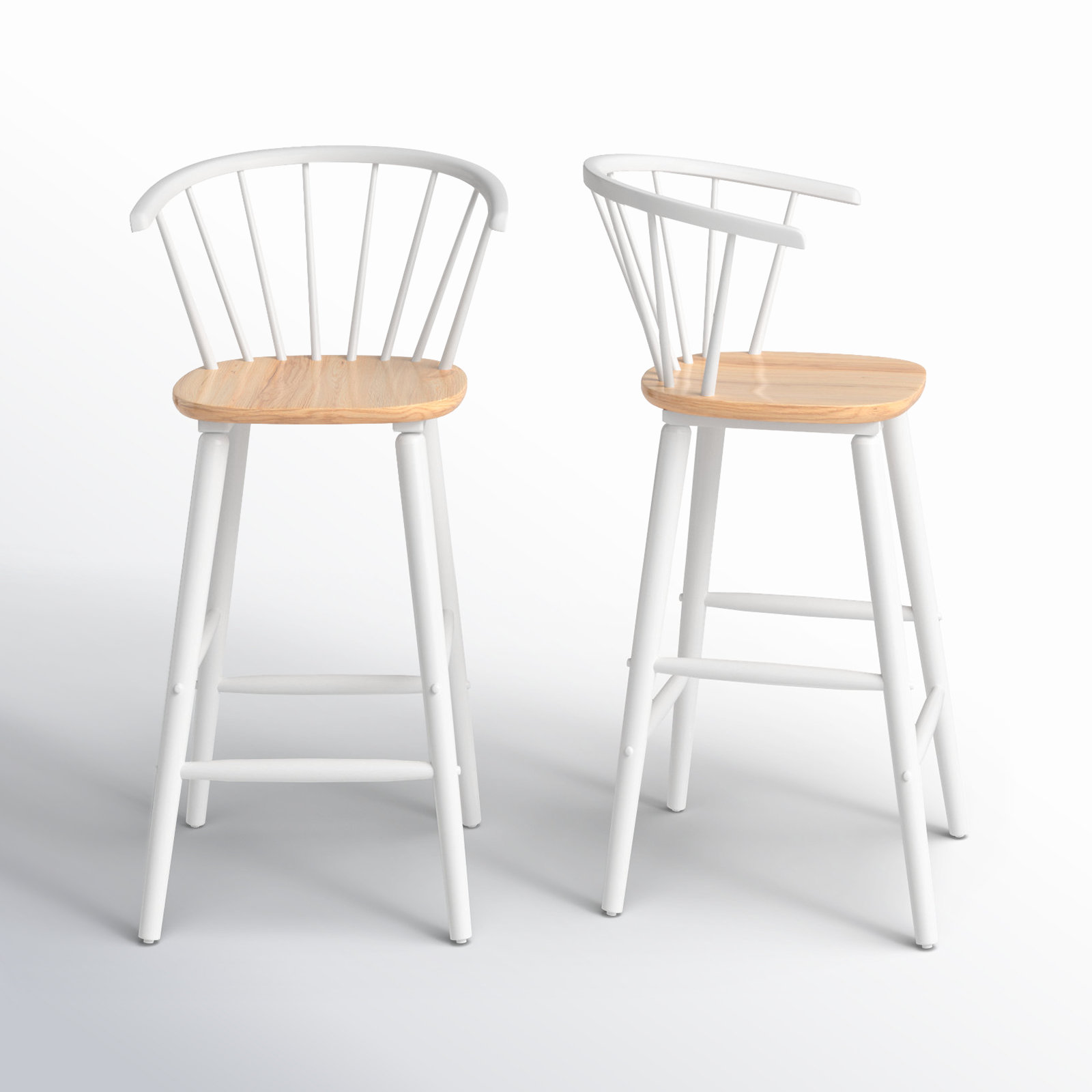 Sheffield Solid Wood Bar & Counter Stool, Natural/White, Bar Stool (29" Seat Height)