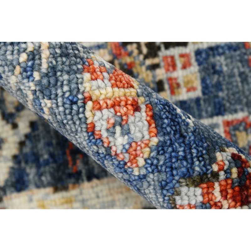 Willow Mohave Blue Hand-Knotted Wool Area Rug, Rectangle 2' x 3'