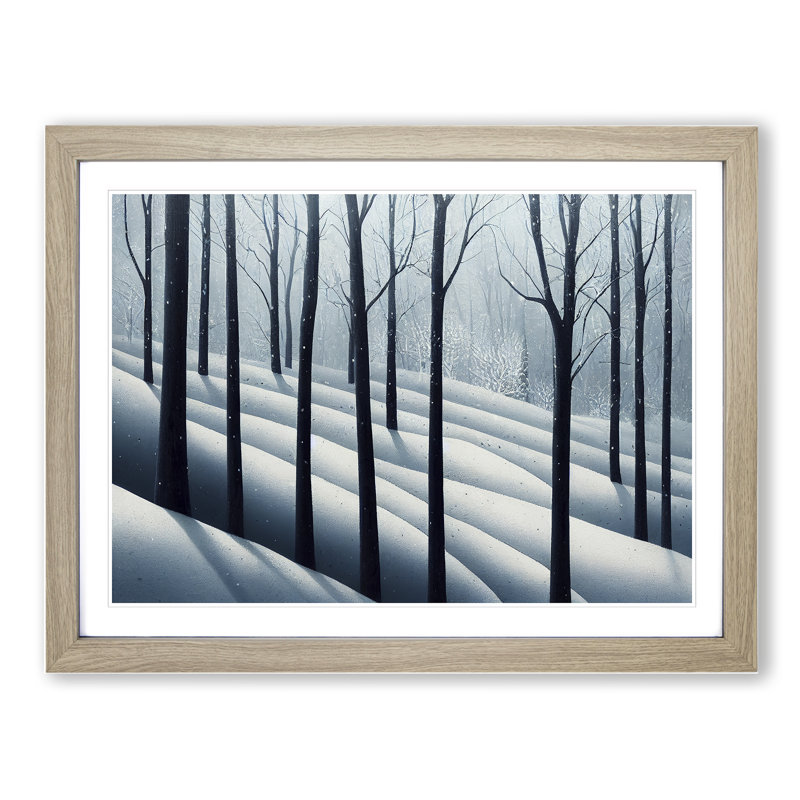 Dashing Winter Forest - Framed Print, 34cm H x 46cm W x 2cm D, Oak
