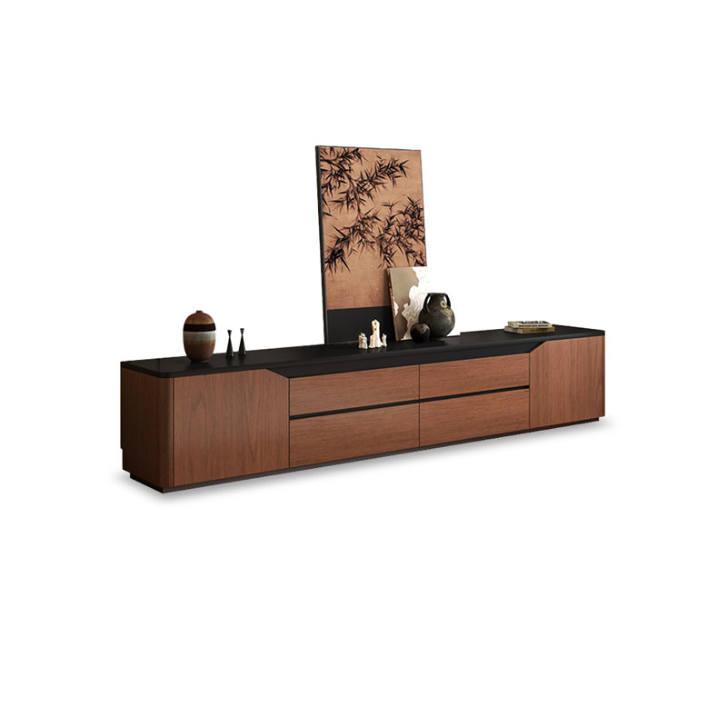 Retro Black Manufactured Wood TV Stands, 70.87, Noir