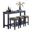 Ensemble de table de salle à manger 4 pièces 1 table x 3 tabourets de siège rembourré avec garniture cloutée, port USB et prise de courant