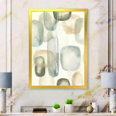«Neutral Oval Grey Stones I», reproduction d'art sur toile encadrée