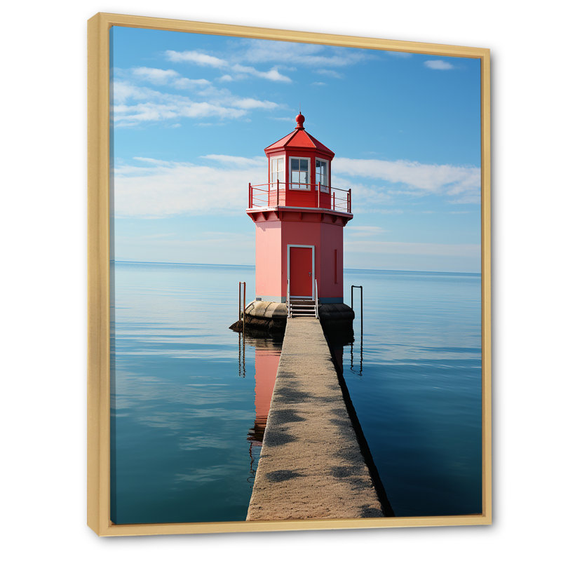 «Light House Simplicity At Sea I» sur toile, Cadre naturel flottant, H 32 po x l 24 po x P 1 po
